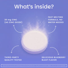 EZ Melts Zinc digestive health tablet dissolving demonstration image