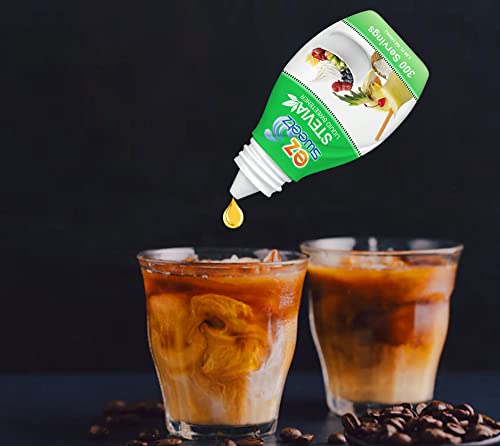 EZ-Sweetz serving drops illustration showing four drops equals sugar substitute