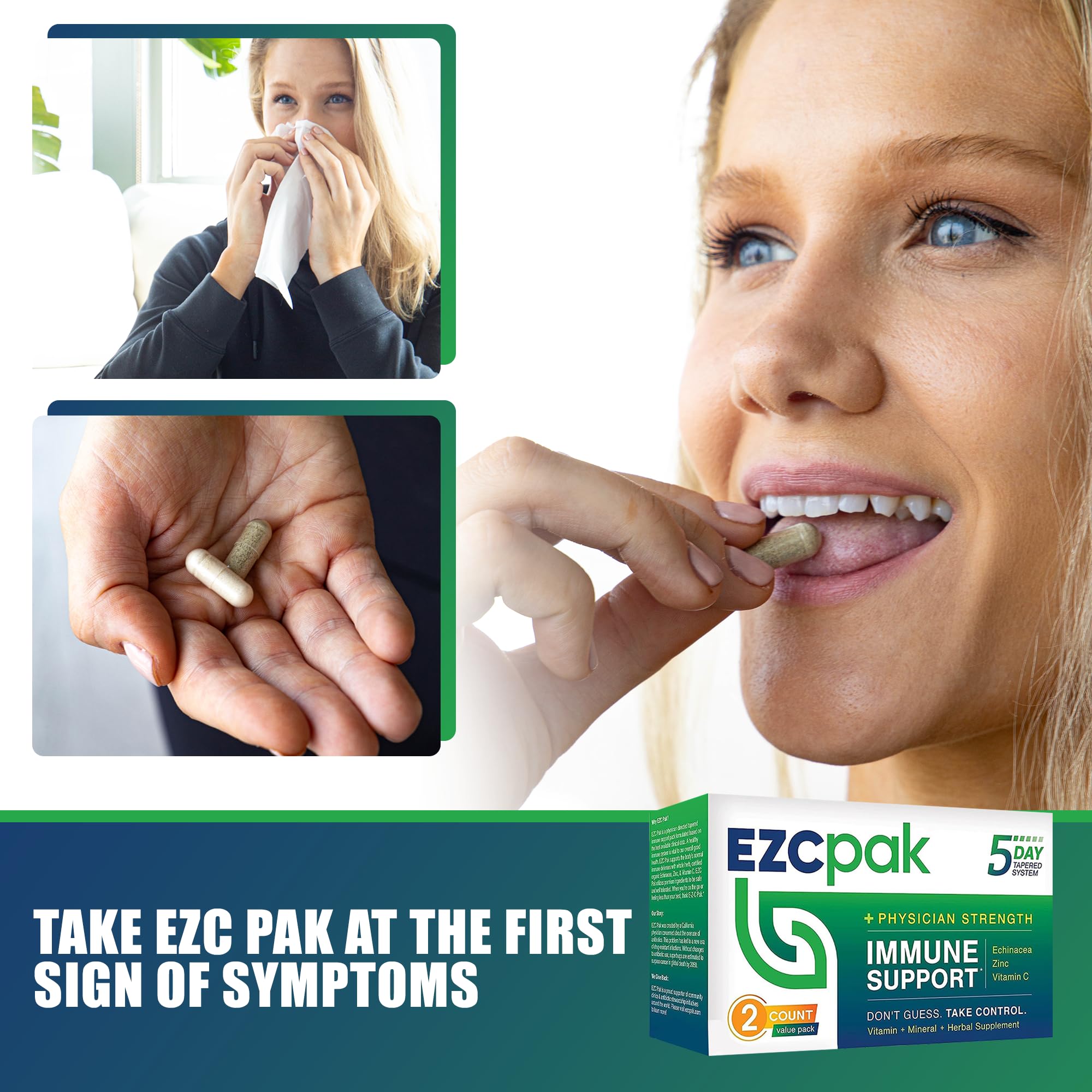 Gluten-free and vegetarian EZC Pak packaging.