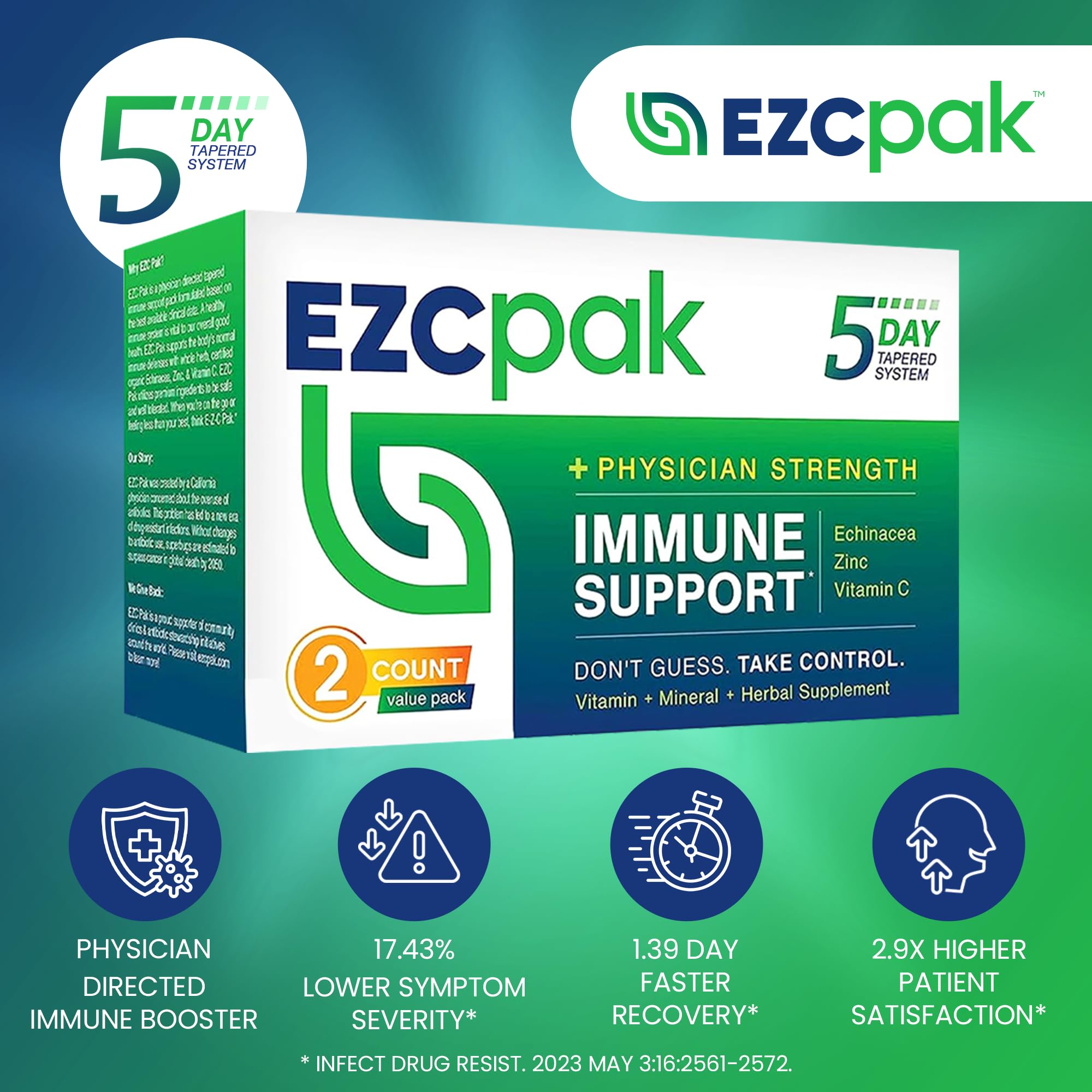 Pack of 2 EZC Pak bottles ready for home or travel.