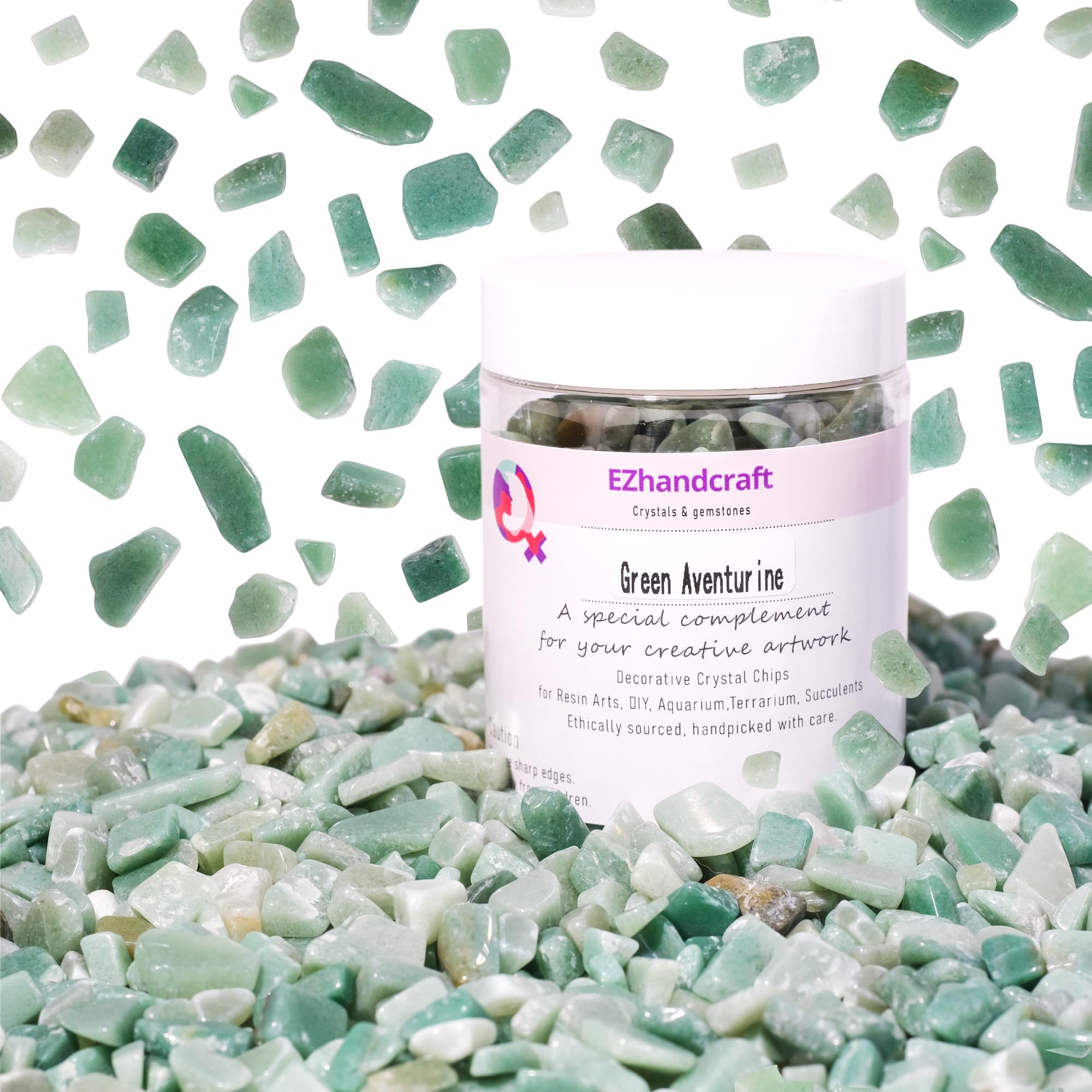 EZhandcraft green aventurine chips 1lb closeup for bulk crafting projects.