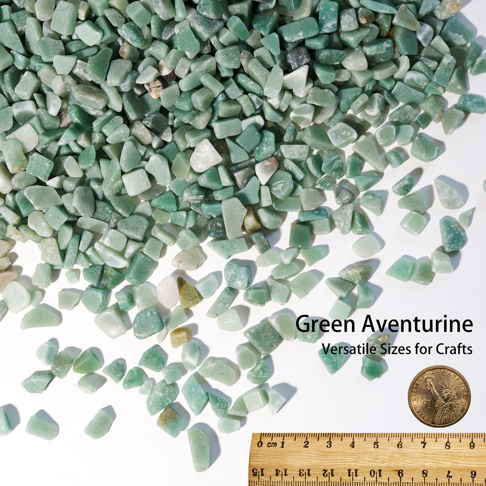 EZhandcraft green aventurine chips terrarium display with vibrant accents for plants.