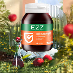 EZZ ElderC Support label highlights acerola-derived vitamin C and zinc