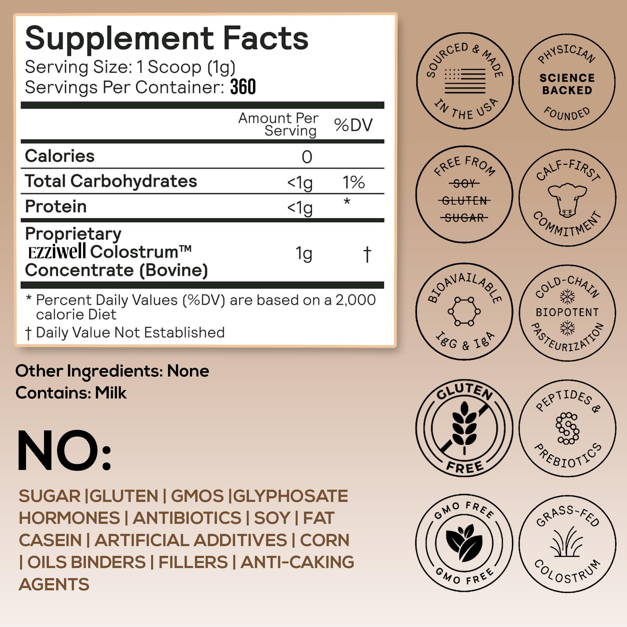 Ingredients label communicates bioactive nutrients and fat-free formula