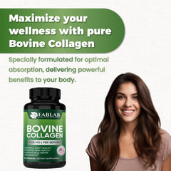FabLab Bovine Collagen capsules pouring into hand for daily use.