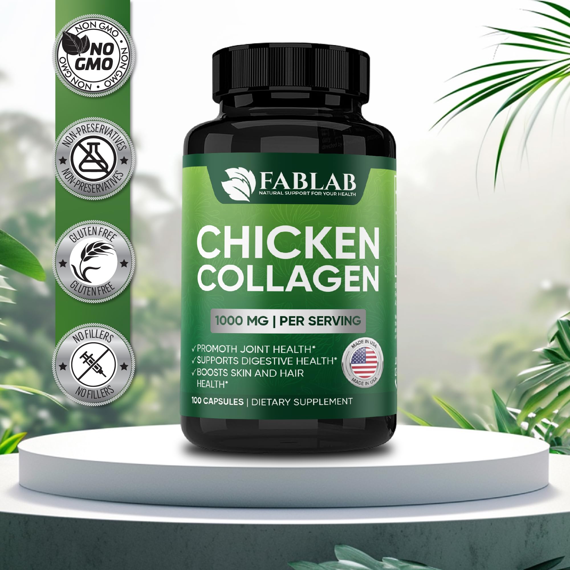 FabLab Chicken Collagen Type II servings show convenient daily dose consistency.