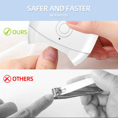 FabMay Beauty Electric Nail Clipper LED light in use for precise nighttime trimming