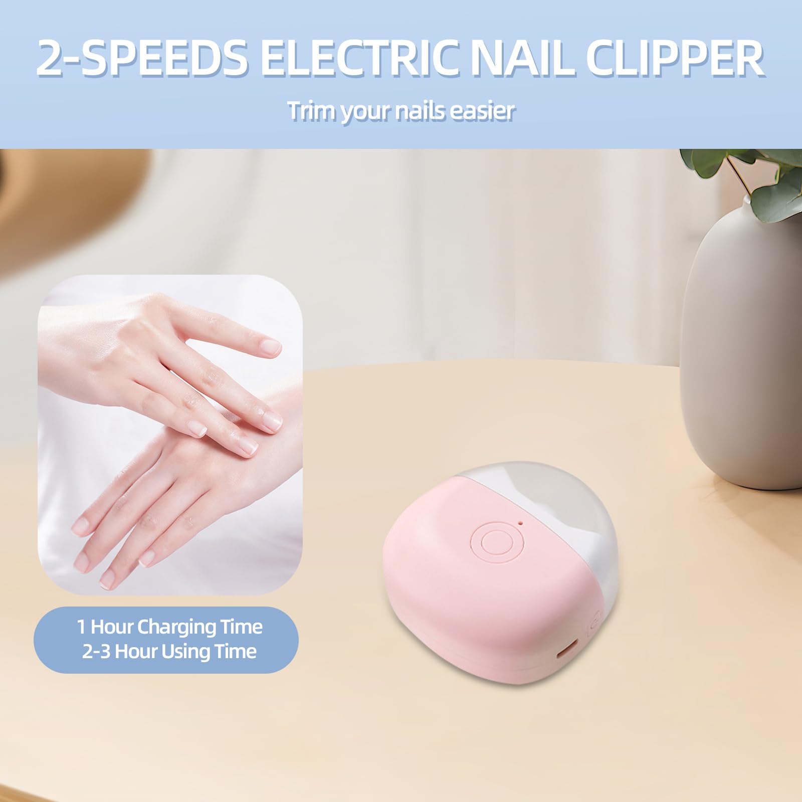 Two-speed FabMay Beauty electric nail clipper for flexible trimming control.