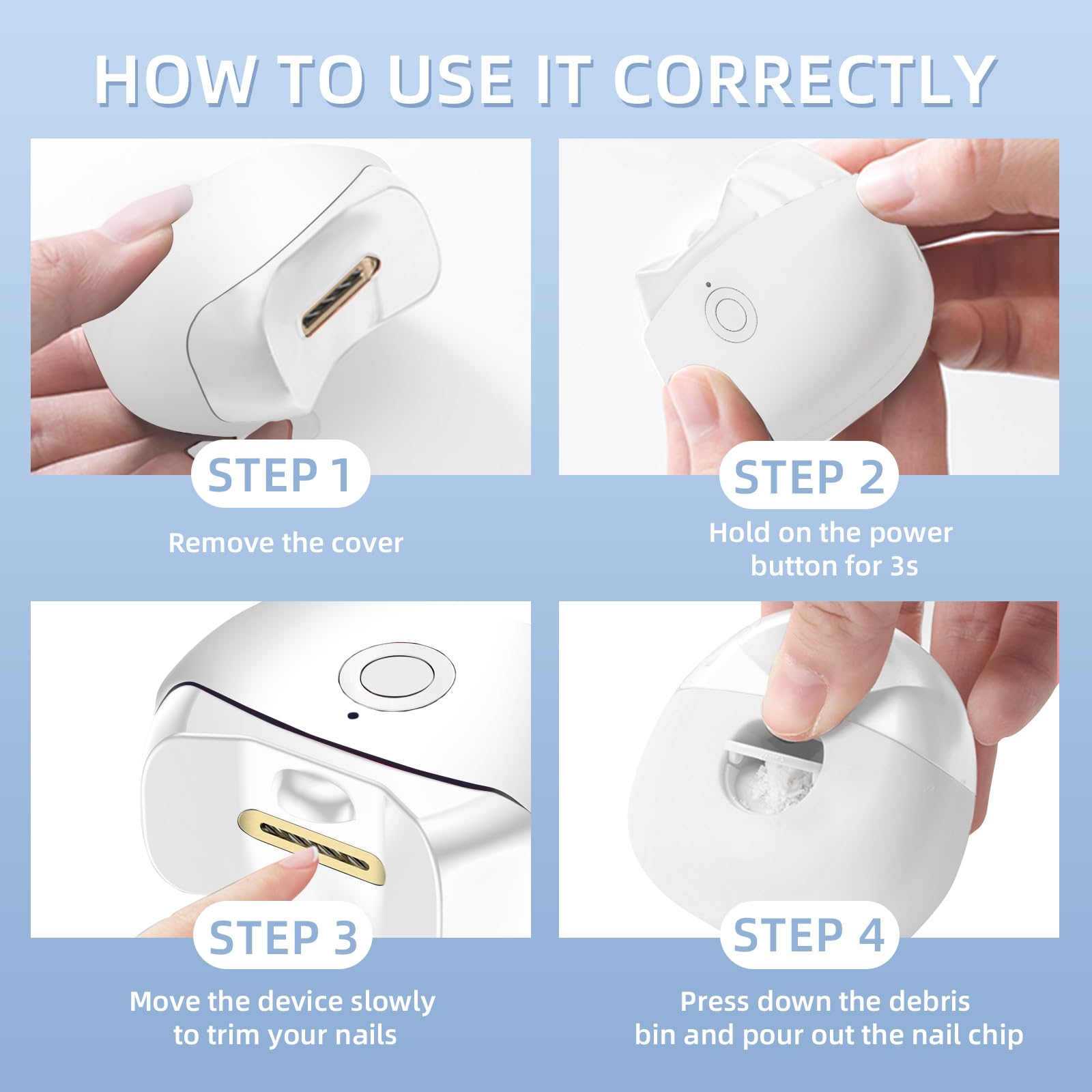 FabMay Beauty Electric Nail Clipper Type-C charging cable included for quick power