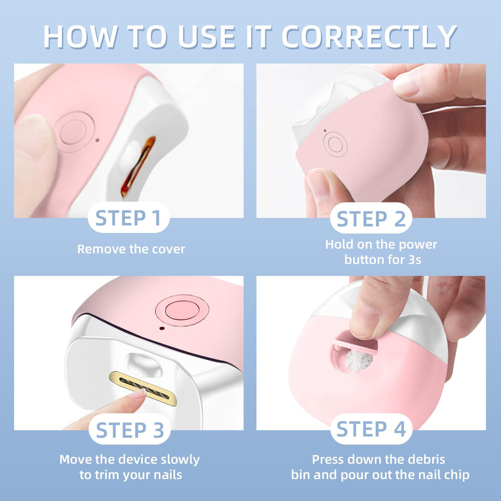FabMay Beauty Electric Nail Clipper Type-C charging port for quick recharge.