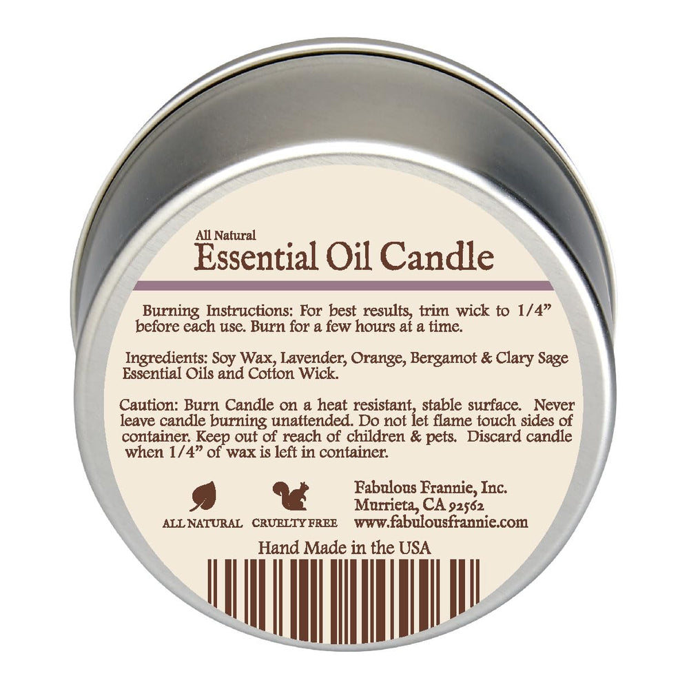 Fabulous Frannie candle with cotton wick close-up, showcasing pure essential oils for calm moments.