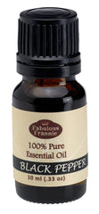 Fabulous Frannie Black Pepper essential oil bottle pour for easy dosing and aroma.