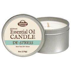 Fabulous Frannie De-Stress candle unlit display for calm prep