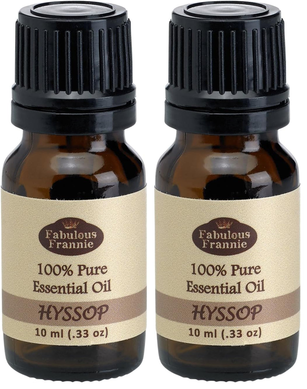 Fabulous Frannie hyssop essential oil bottle with amber glass for aromatherapy