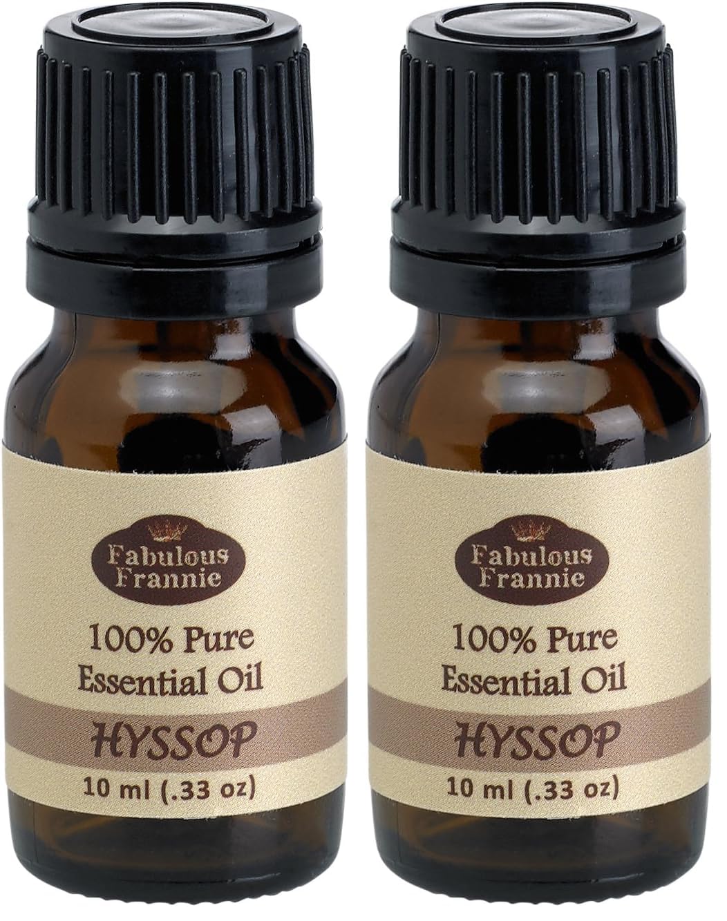 Fabulous Frannie hyssop essential oil bottle with amber glass for aromatherapy