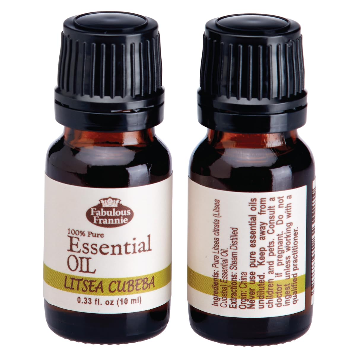 Fabulous Frannie Litsea essential oil in amber bottle ready for blends