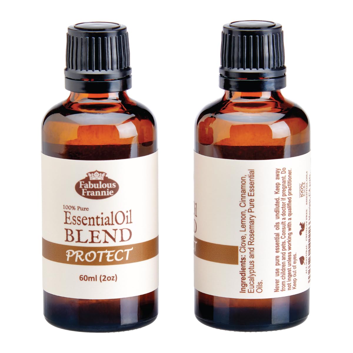 Fabulous Frannie Protect ingredients-closeup showing natural essential oils.