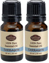 Fabulous Frannie Tarragon essential oil bottle with euro dropper cap, ideal for diffusers or blends.