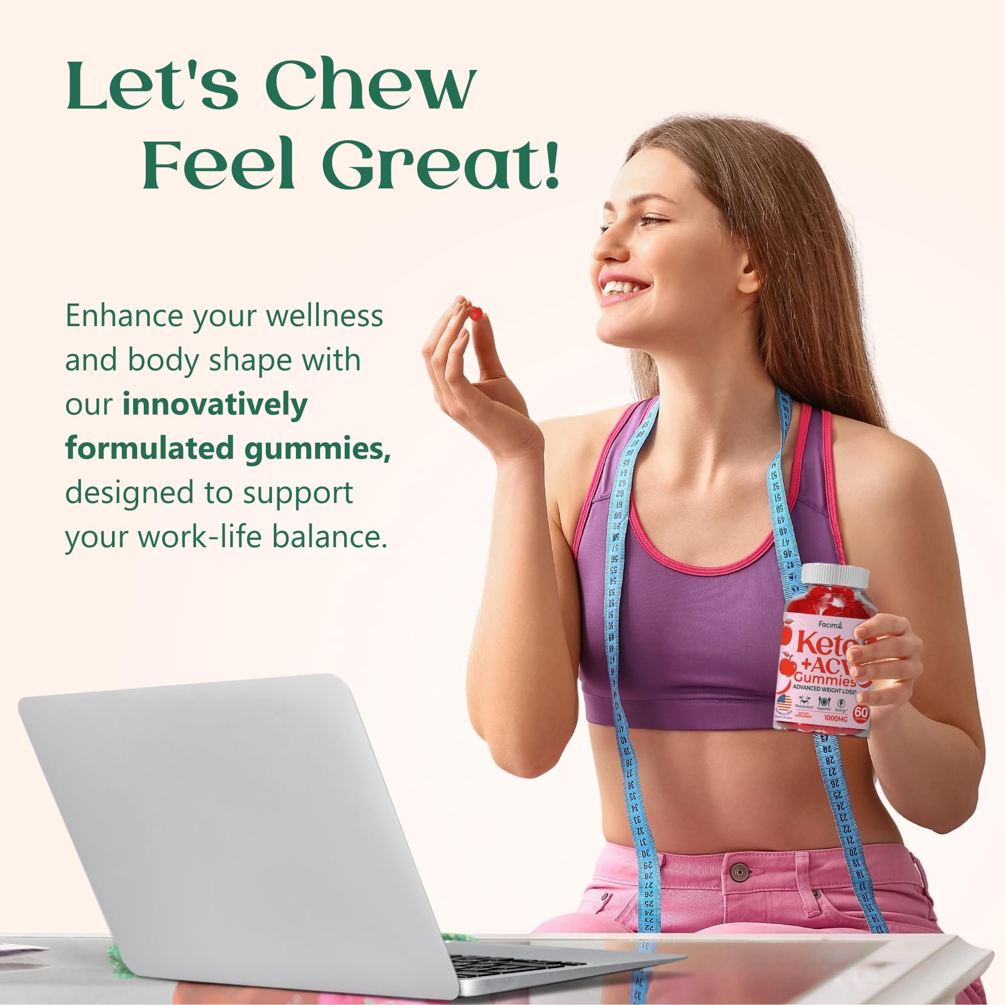 Facime Gummies ingredients label featured, vegan and non-GMO friendly