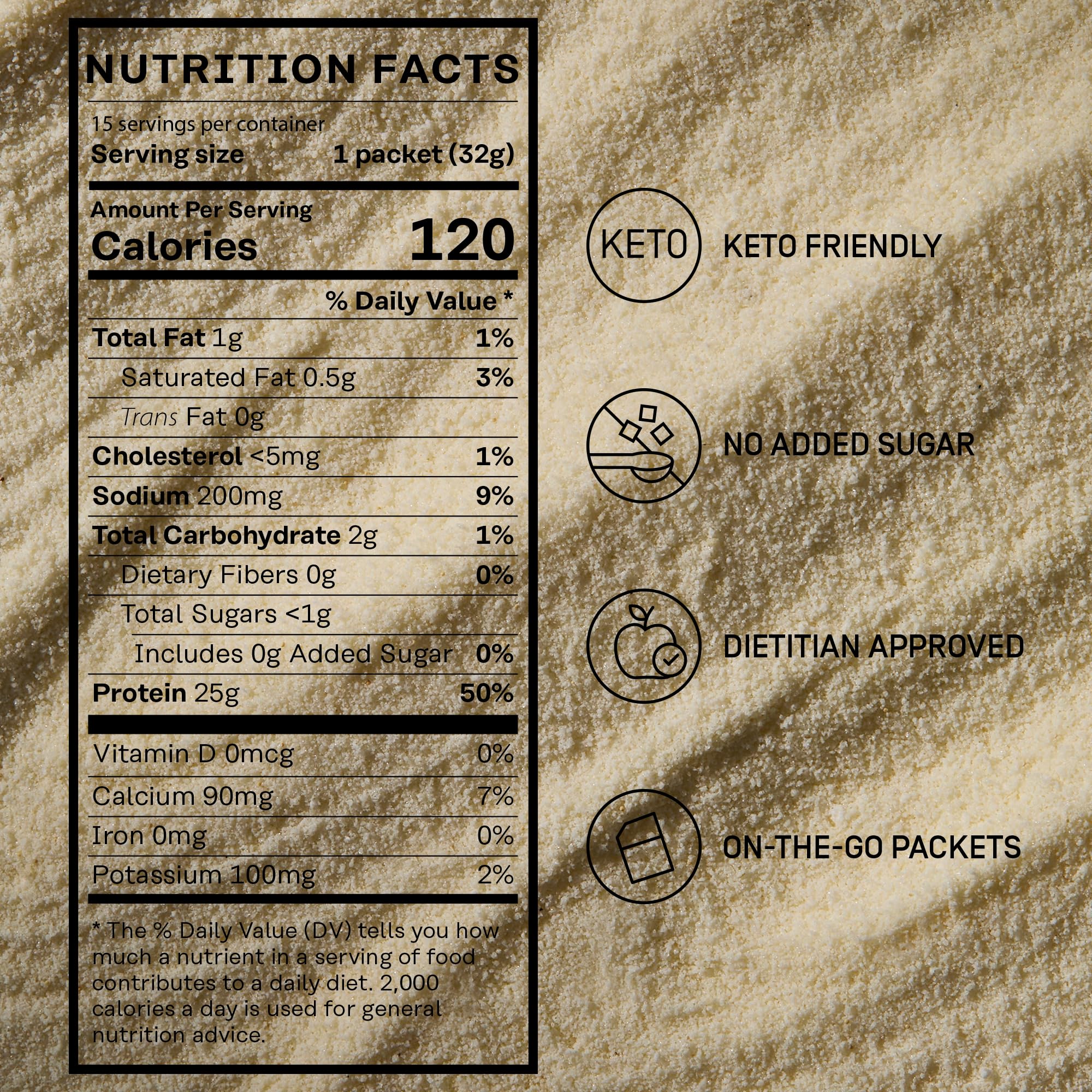 Factor Form Keto-friendly whey powder on the counter near berries