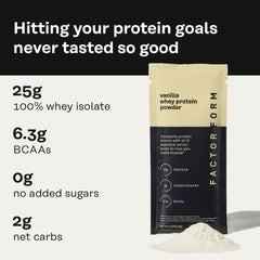 Factor Form protein packets provide convenient on-the-go servings for workouts