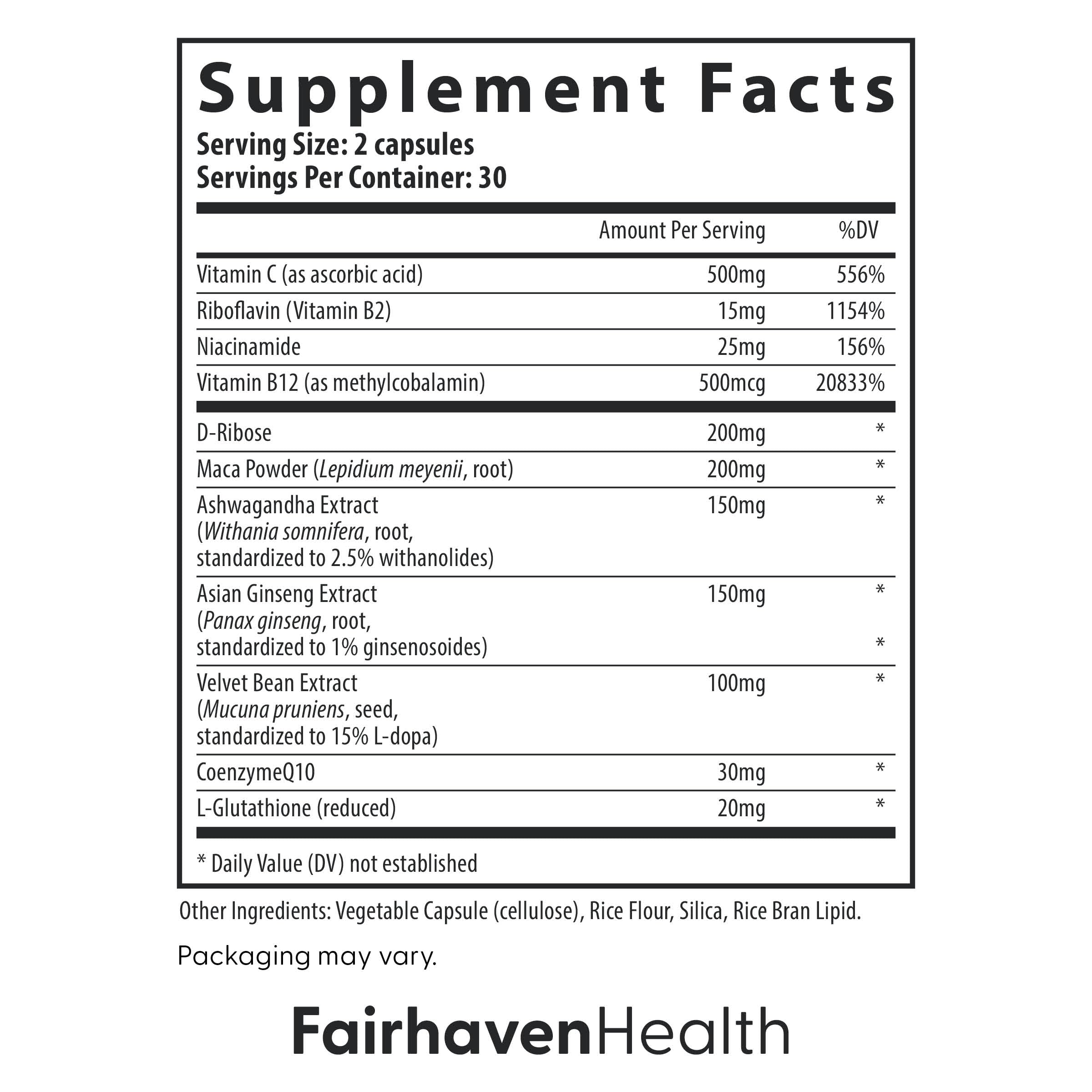 Close-up of herbal blend in CountBoost with ashwagandha and maca.