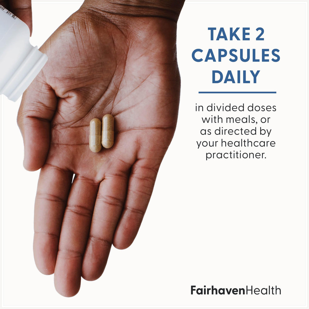 Fairhaven Health CountBoost bottle pour illustrating convenient dosage.