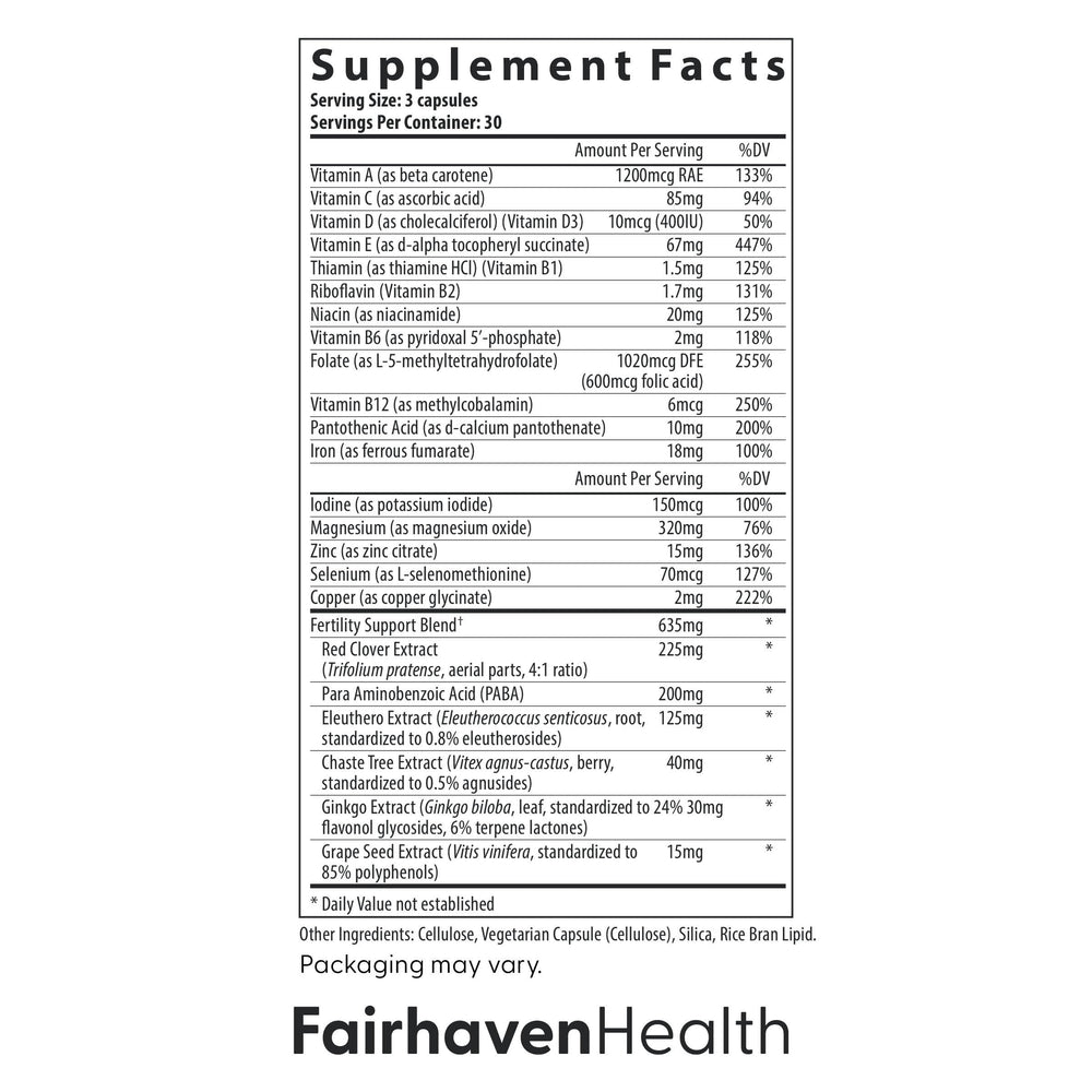 FertilAid for Women pack back, with usage directions and benefits explained.