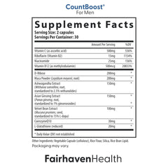 Fairhaven Health FertilAid CountBoost capsules closeup showing essential nutrients.