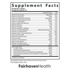 Close-up of FertilAid for Men ingredients list with zinc and CoQ10.