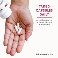 FertileCM capsules closeup showing small, easy-to-swallow pills