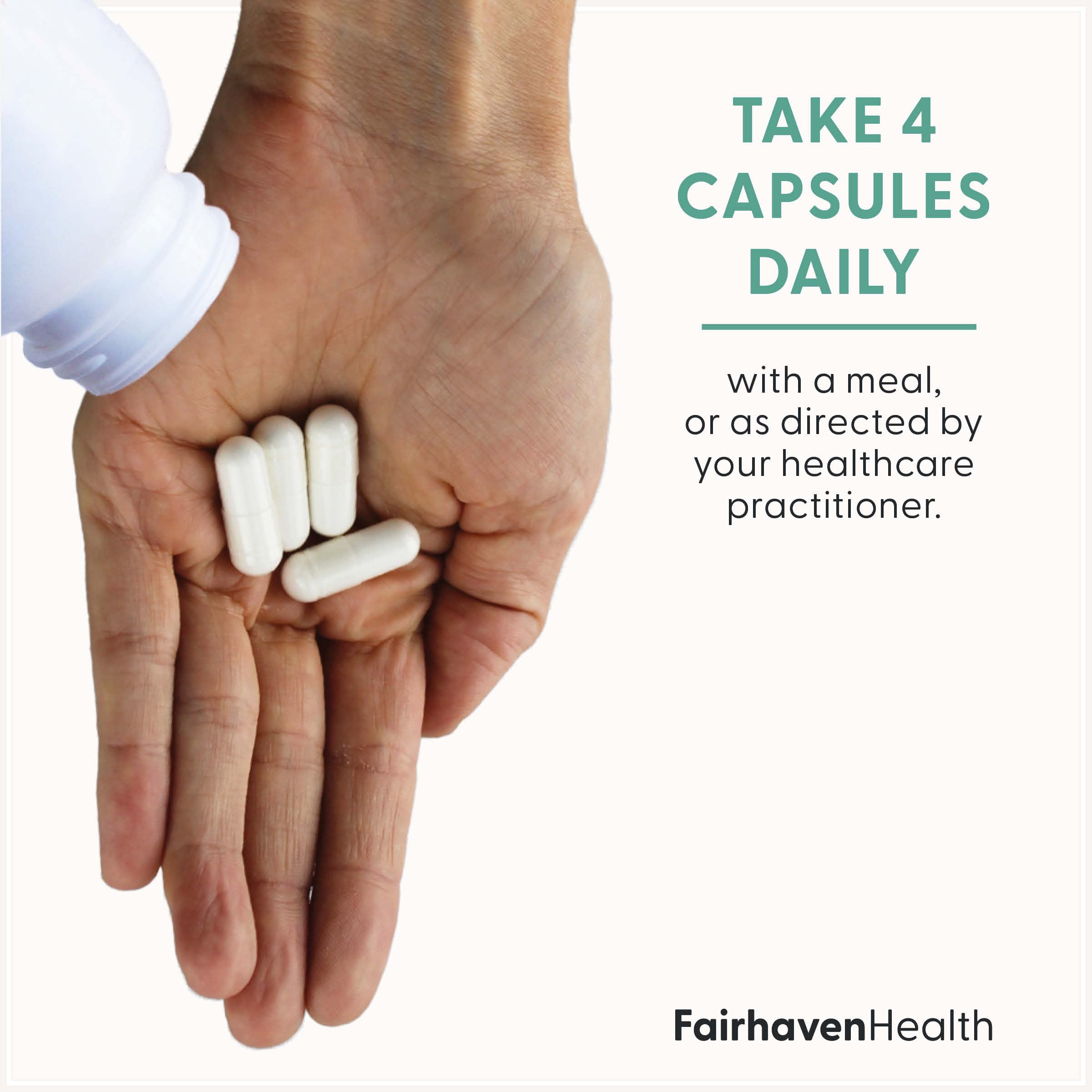 Fairhaven Health Myo-Inositol capsules beside a glass of water for daily use.
