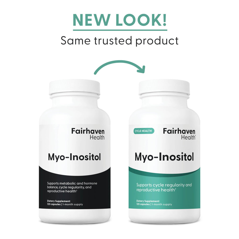 Packaging design of Fairhaven Health Myo-Inositol shown on product box.