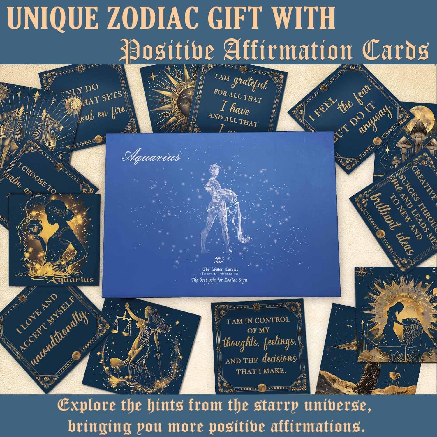 Faivykyd Aquarius stones and cards for mindful self-care moments.