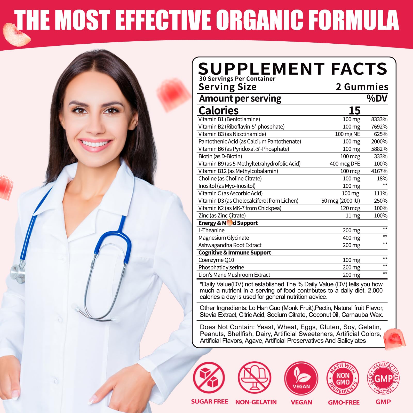Fajeckma gummies peach flavor for daily wellness