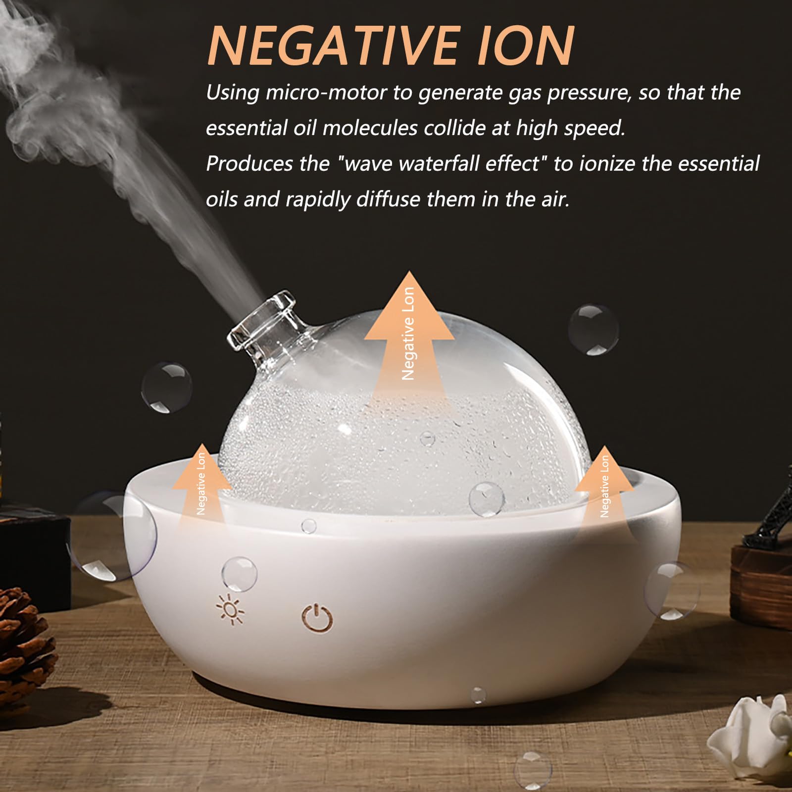 Fancemot diffuser showing seven-color LED lighting for ambient mood.