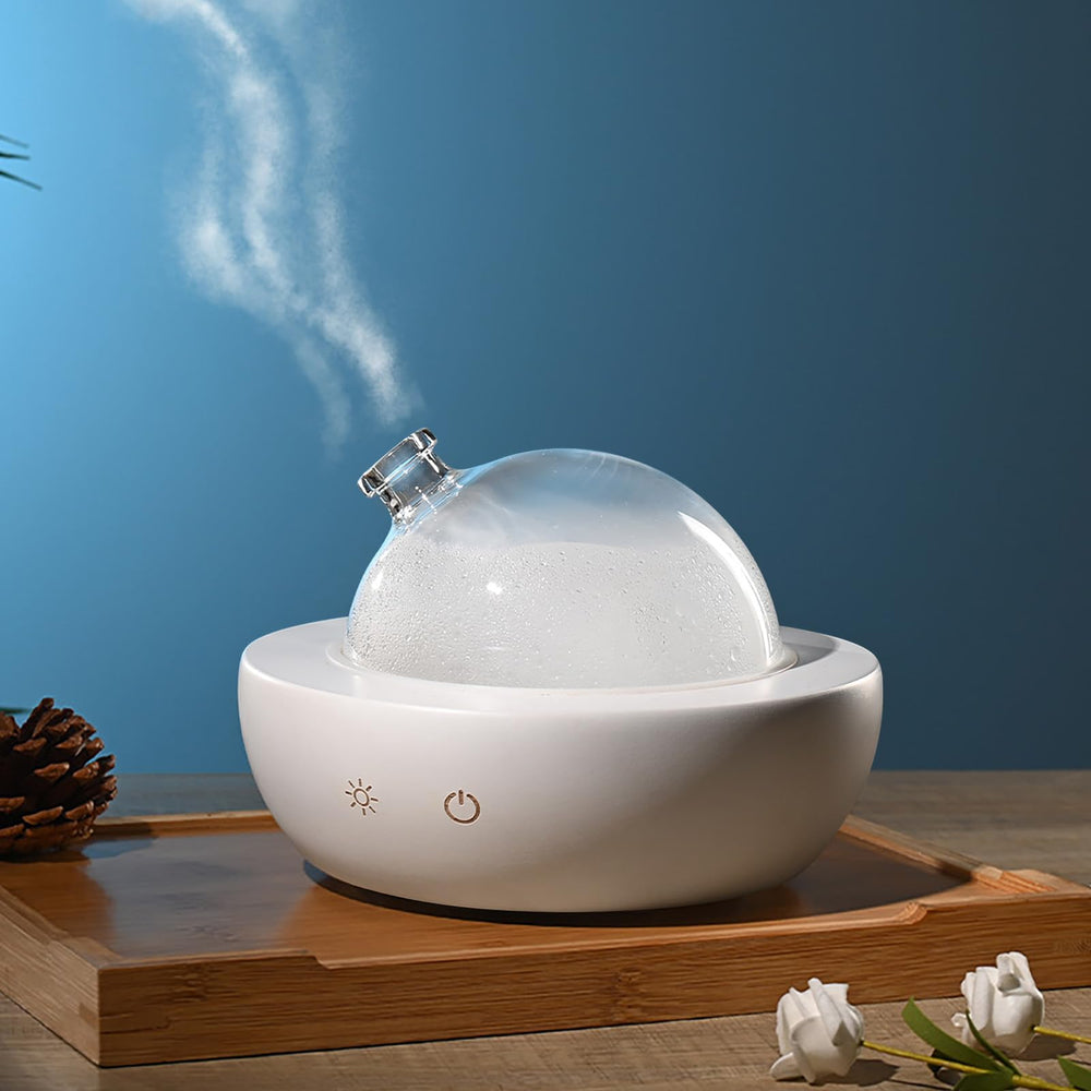 Fancemot glass diffuser with wood base for stylish home fragrance.