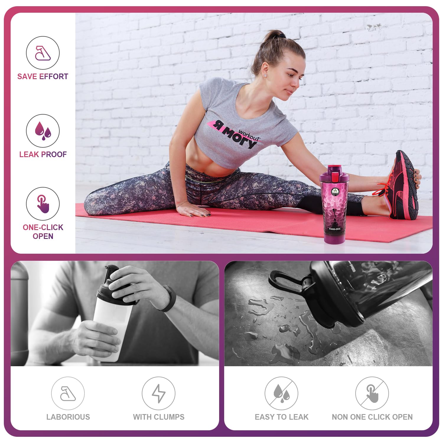 FANS-ONE purple design adds a stylish touch to gym bag