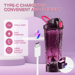 FANS-ONE 24oz Tritan shaker with USB recharge for easy blending