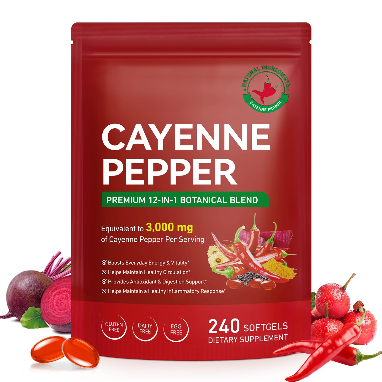 Fanshi Cayenne Pepper Softgels bottle with 240 capsules for daily energy