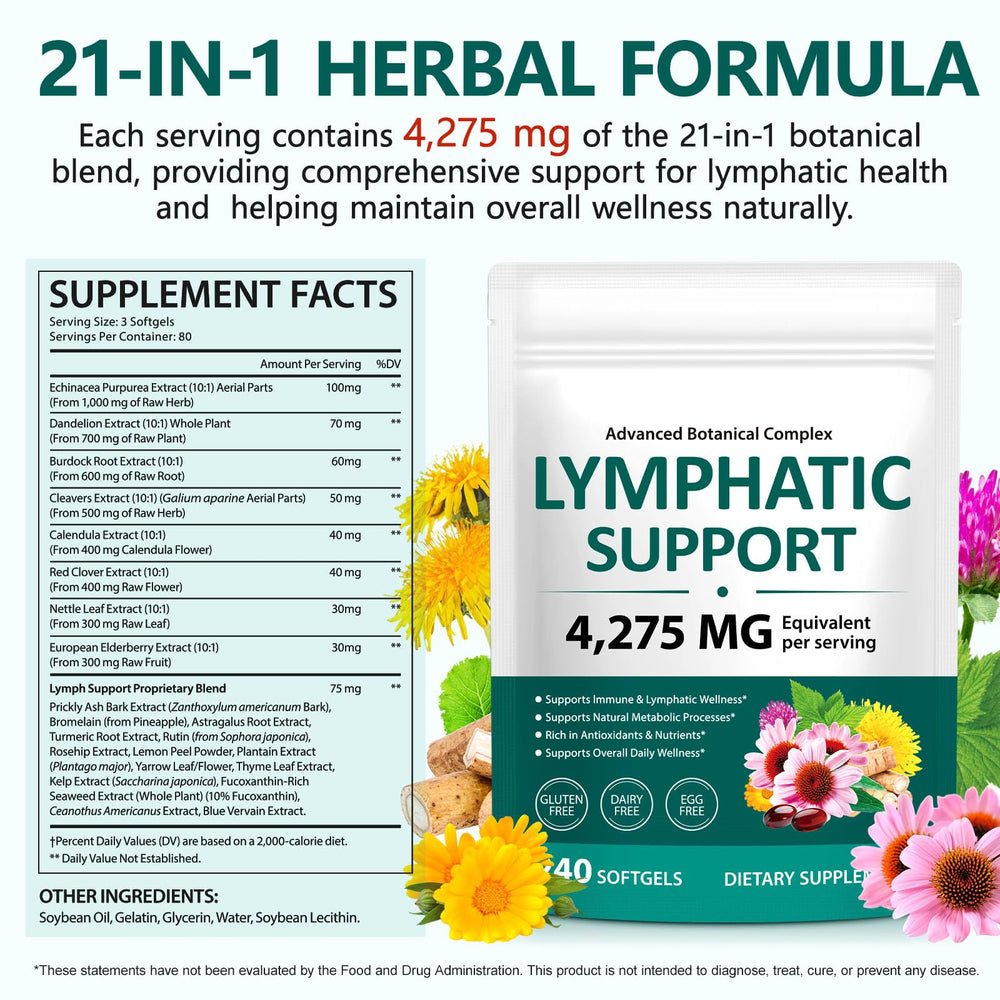 FANSHI Lymphatic Drainage ingredient panel lists 21 botanicals for circulation support