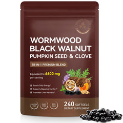 Fanshi Wormwood Black Walnut Clove softgels bottle for daily digestive balance.
