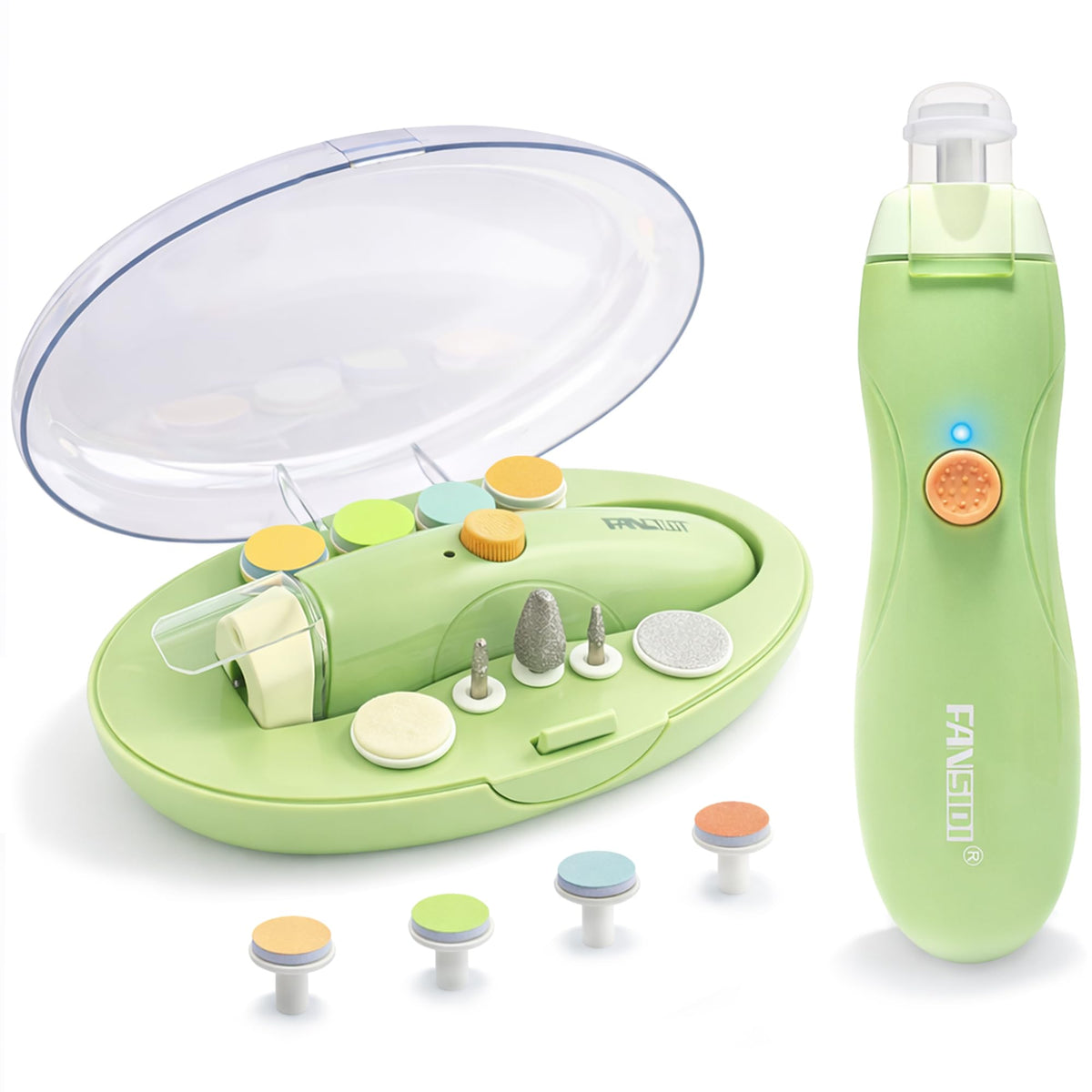Fansidi main unit of the rechargeable nail file for quiet, controlled trimming.