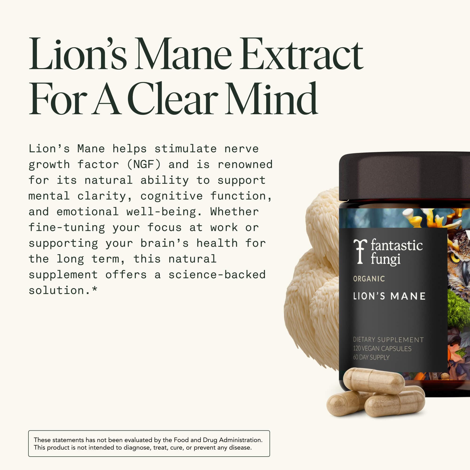 Fantastic Fungi vegan formula label for ethical wellness.