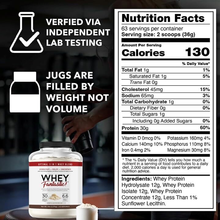 Fantastic Nutrition 3-in-1 Whey Unflavored 5lb cold-processing seals preserve nutrients.