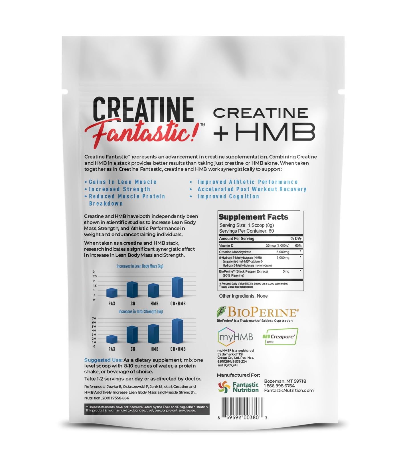 Fantastic Nutrition creatine-hmb powder ready for endurance-focused workouts.