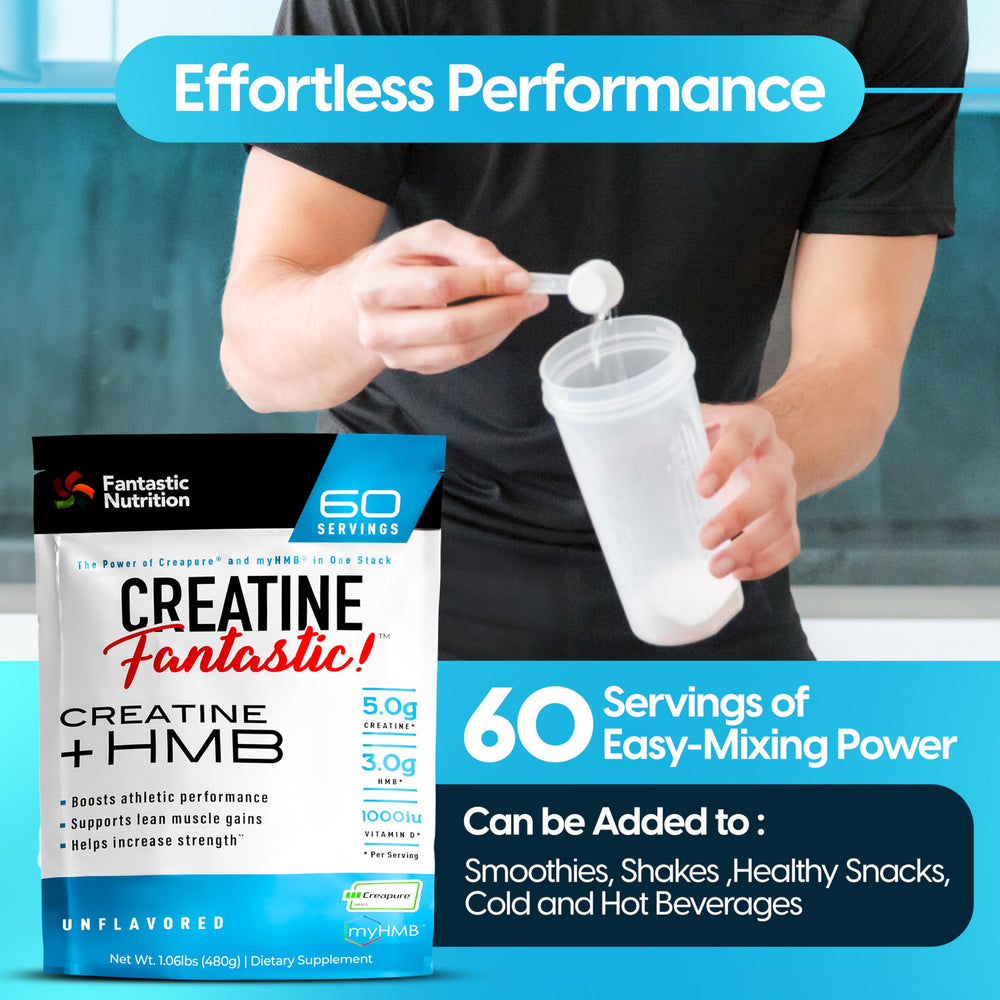 Fantastic Nutrition creatine-hmb powder shake-ready for quick workouts.