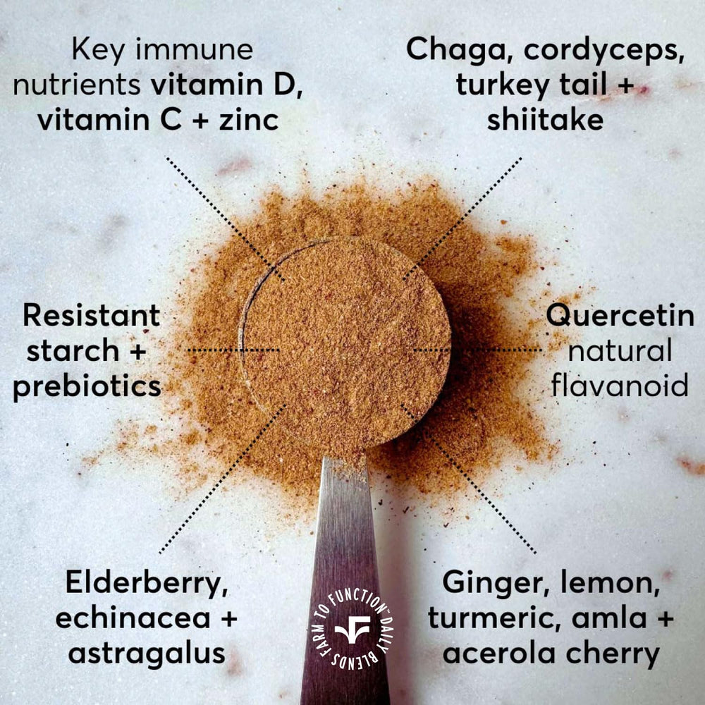 Farmana Immune smoothie use image demonstrates versatile mixing in your daily routine.