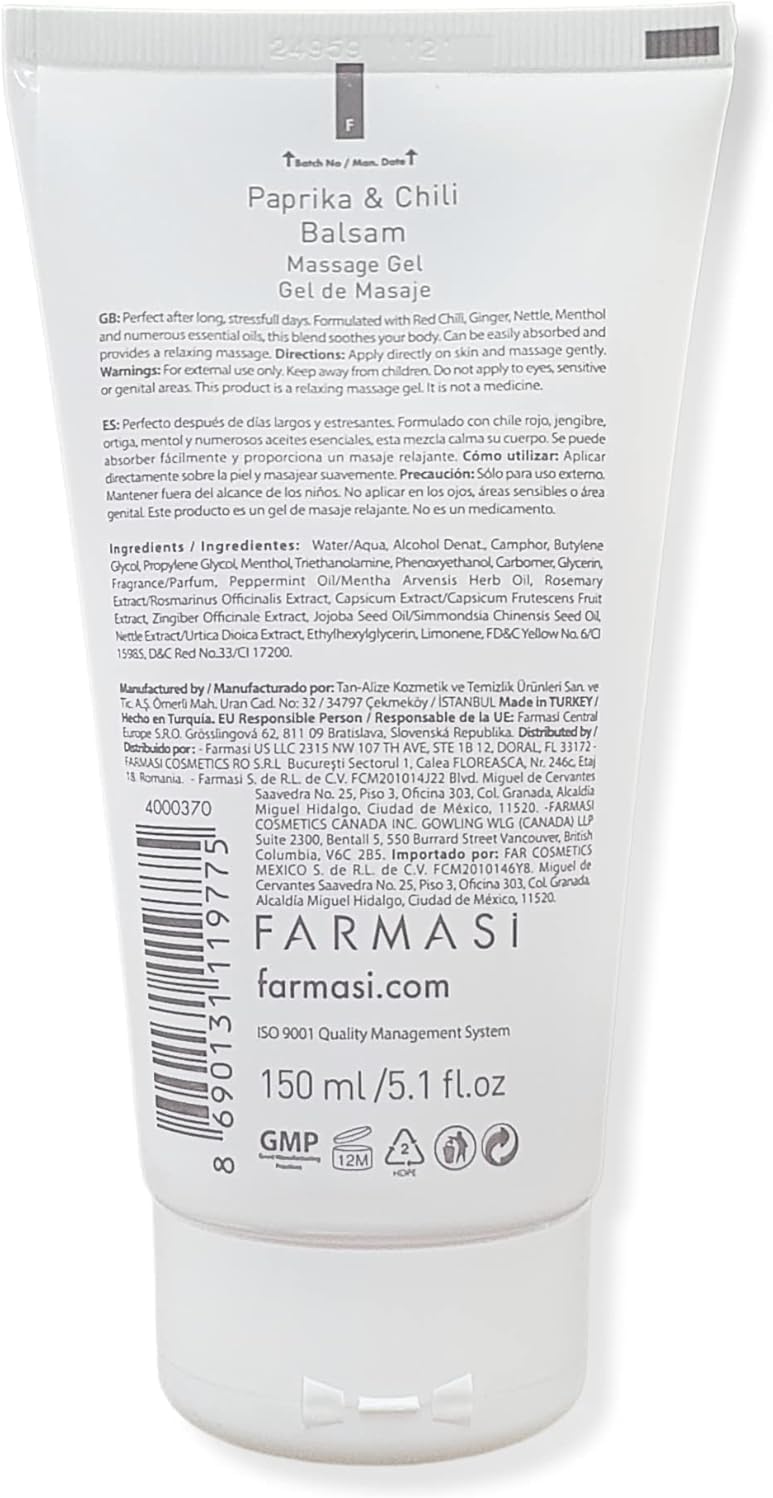 FARMASi Paprika & Chili Balsam leg massage demonstrates soothing warmth.