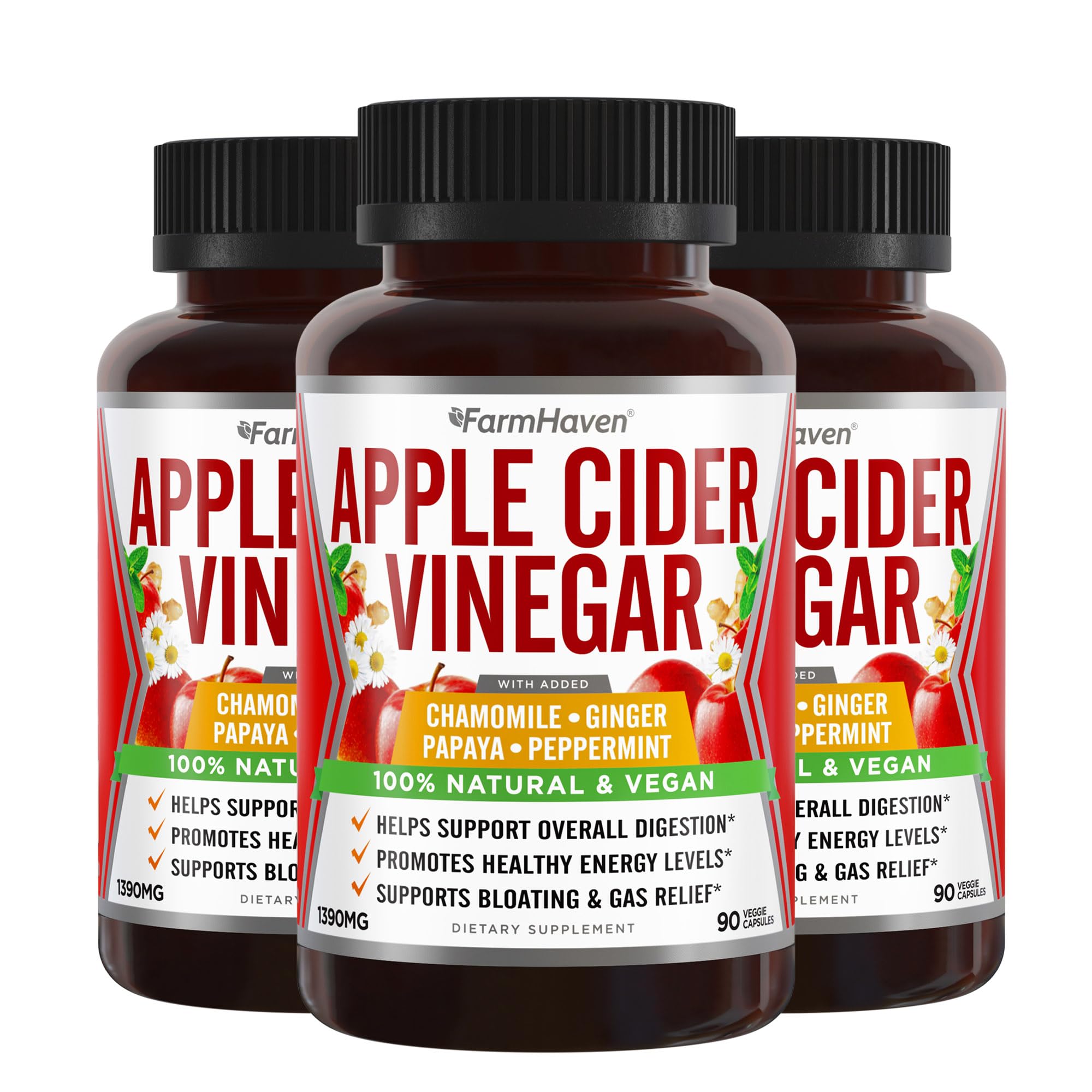 FarmHaven Apple Cider Vinegar Plus Soothing Herbs bottle for digestion support